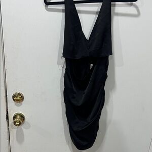 Zara Black Draped Halter Dress